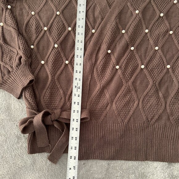 NWT Vici Pearl Brown Wrap Sweater Women's LARGE - Picture 5 of 7